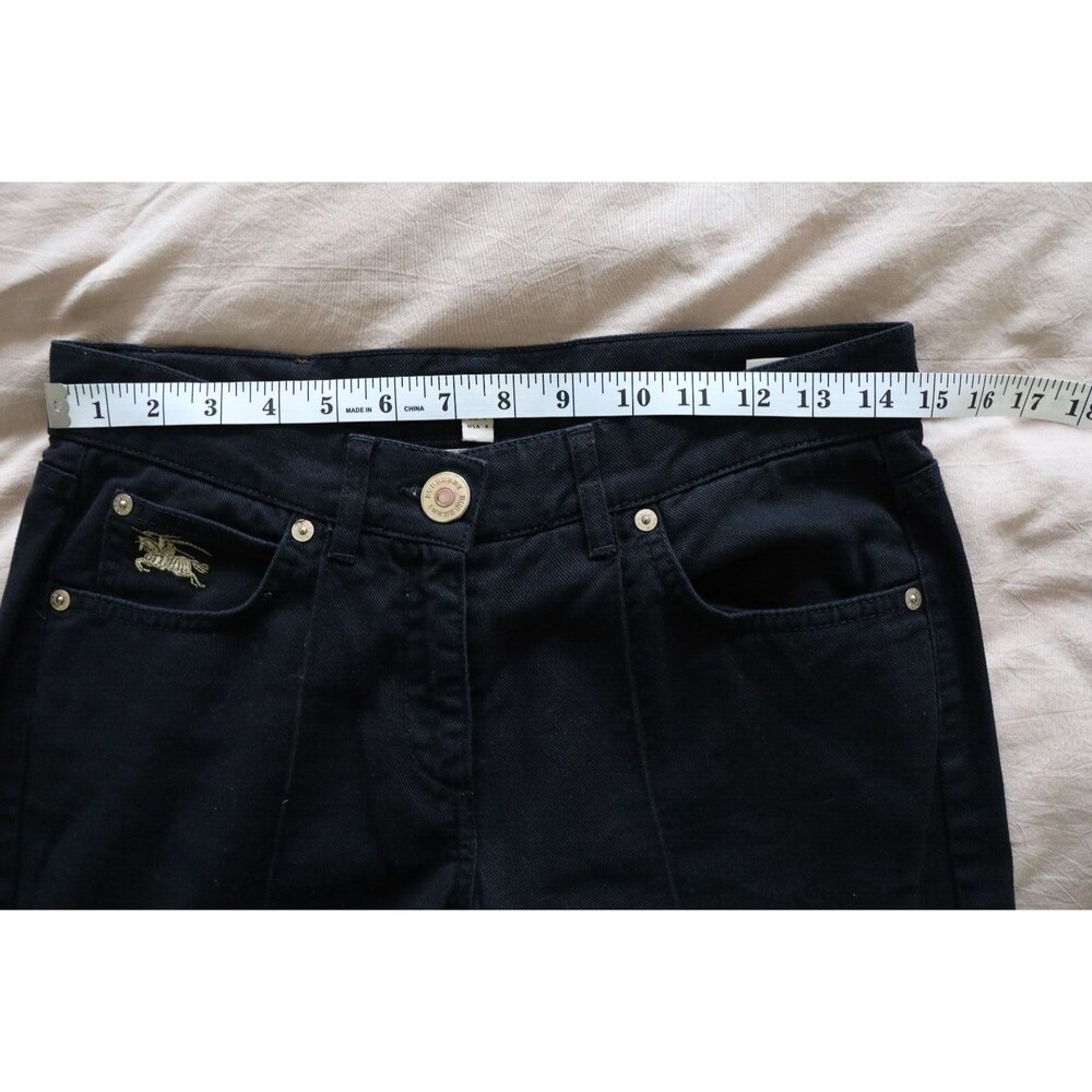 Burberry London Womens Size 6 Black Straight Jeans Pleated Retro Grunge Goth - Picture 9 of 12